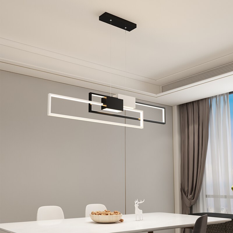 Lustre design LED avec lampes rectangulaires en métal Artemisa