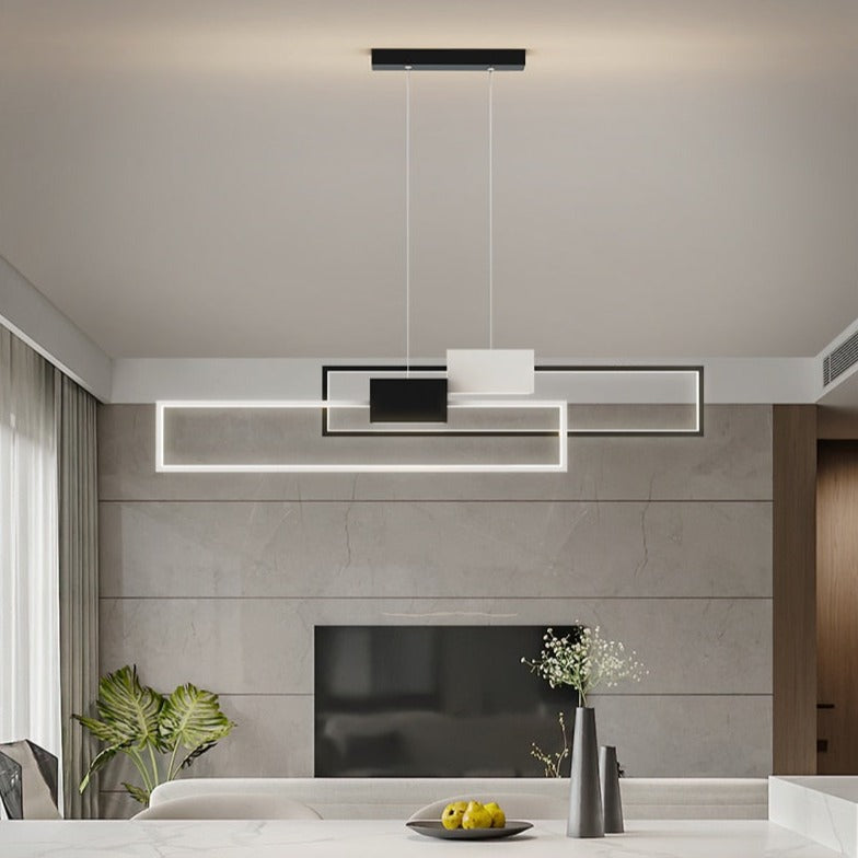 Lustre design LED avec lampes rectangulaires en métal Artemisa