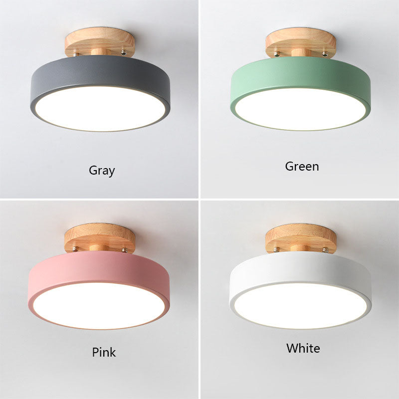 Plafonnier moderne LED en bois et métal coloré Celio