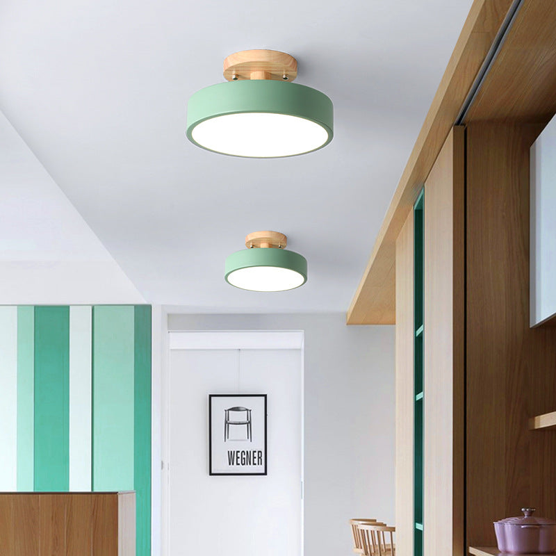 Plafonnier moderne LED en bois et métal coloré Celio