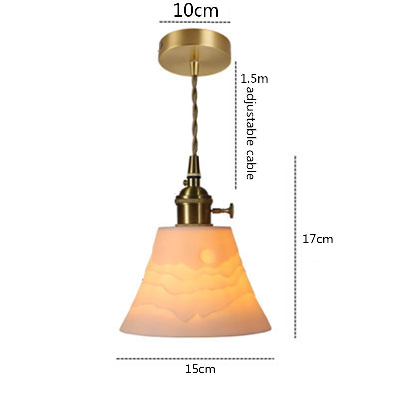 Suspension rétro avec abat-jour en céramique Mellia