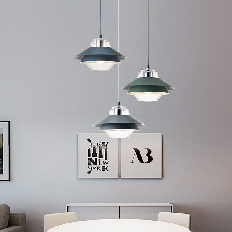 Suspension industrielle LED double abat-jour coloré Armel