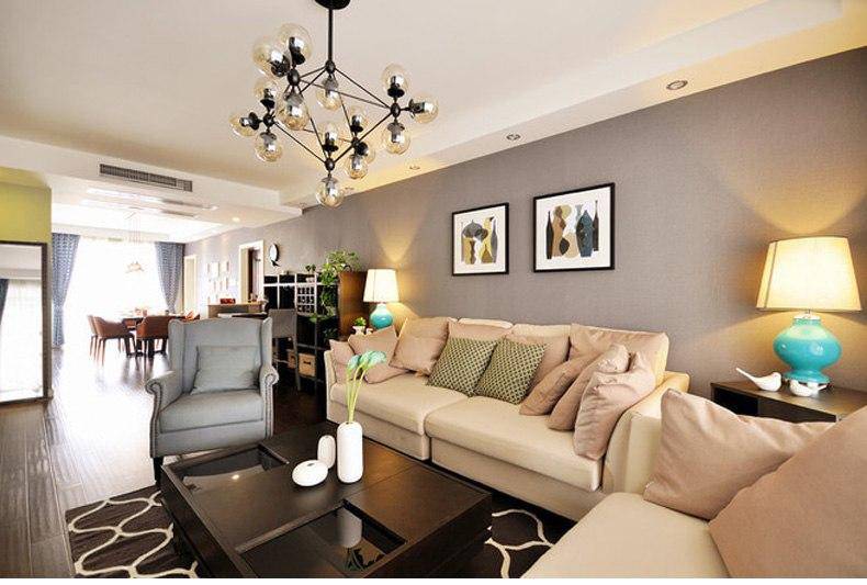 Lustre design noir avec plusieurs branches et verre Livewin