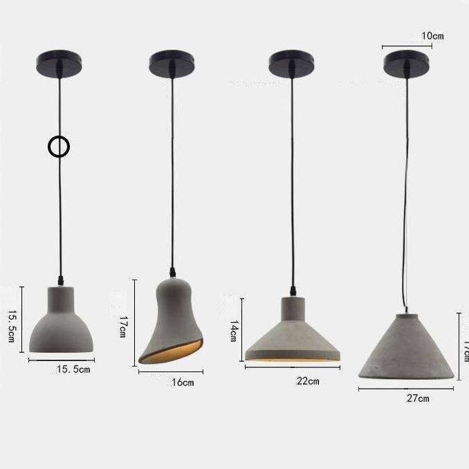 Suspensions design à LED en ciment (plusieurs formes)