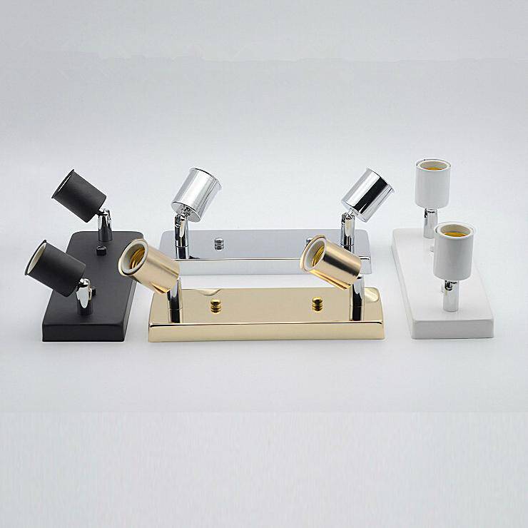 Plafonnier à deux spots directionnels (noir, blanc, doré ou chromé)