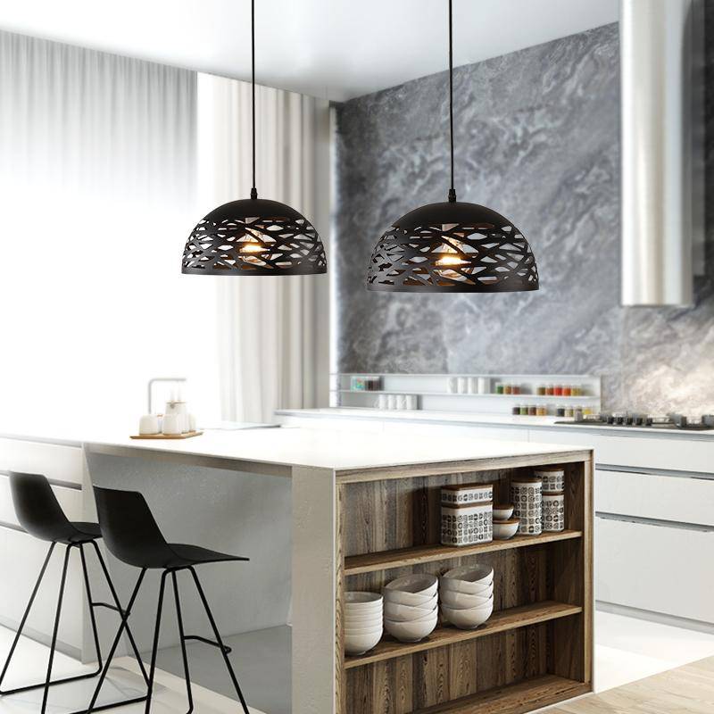 Suspension LED Modern Creative demi boule (noir, blanc ou rouge)