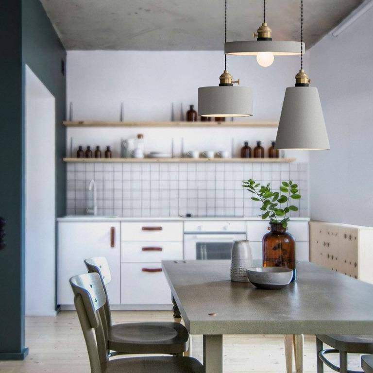 Suspension design LED en ciment de forme