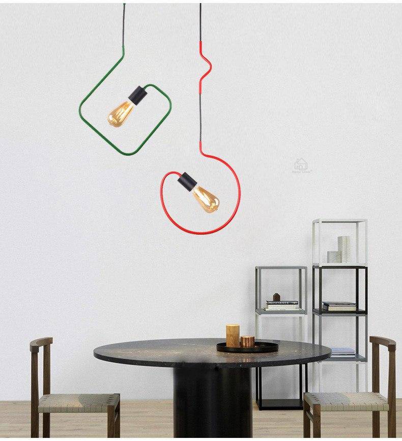 Suspensions design LED en forme géométriques de couleurs