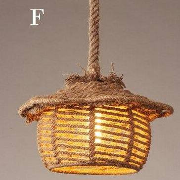 Suspension rustique LED avec abat-jour de plusieurs formes et cordage