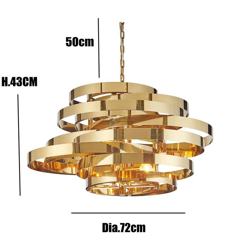 Lustre design anneaux doré à LED Tornado