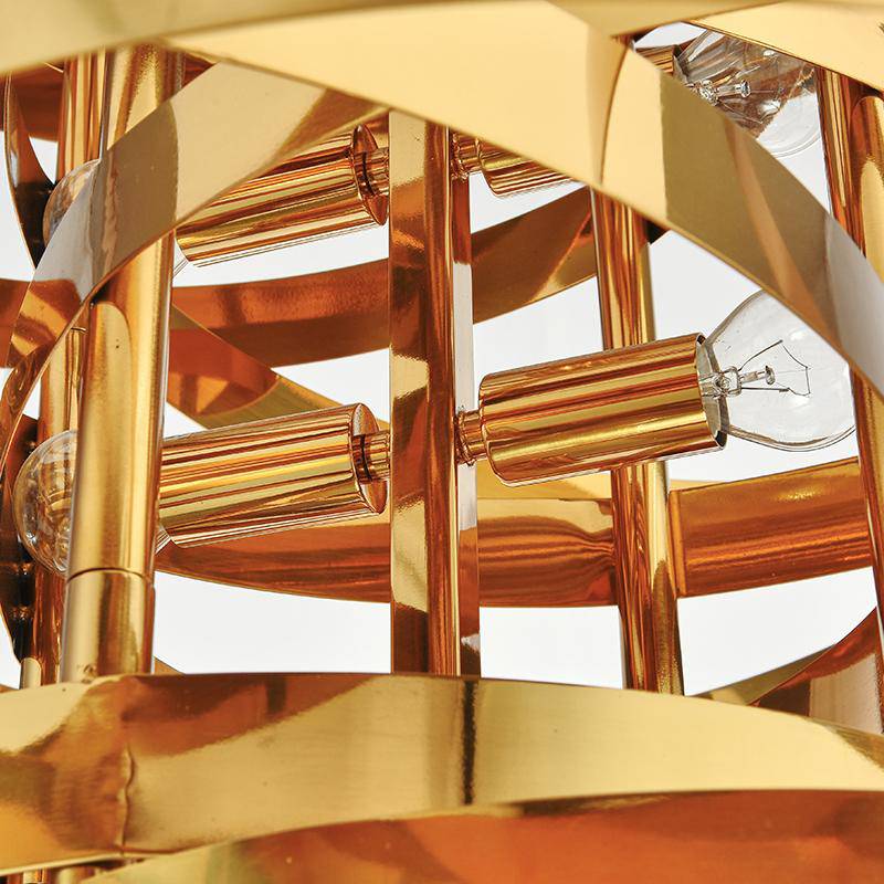 Lustre design anneaux doré à LED Tornado