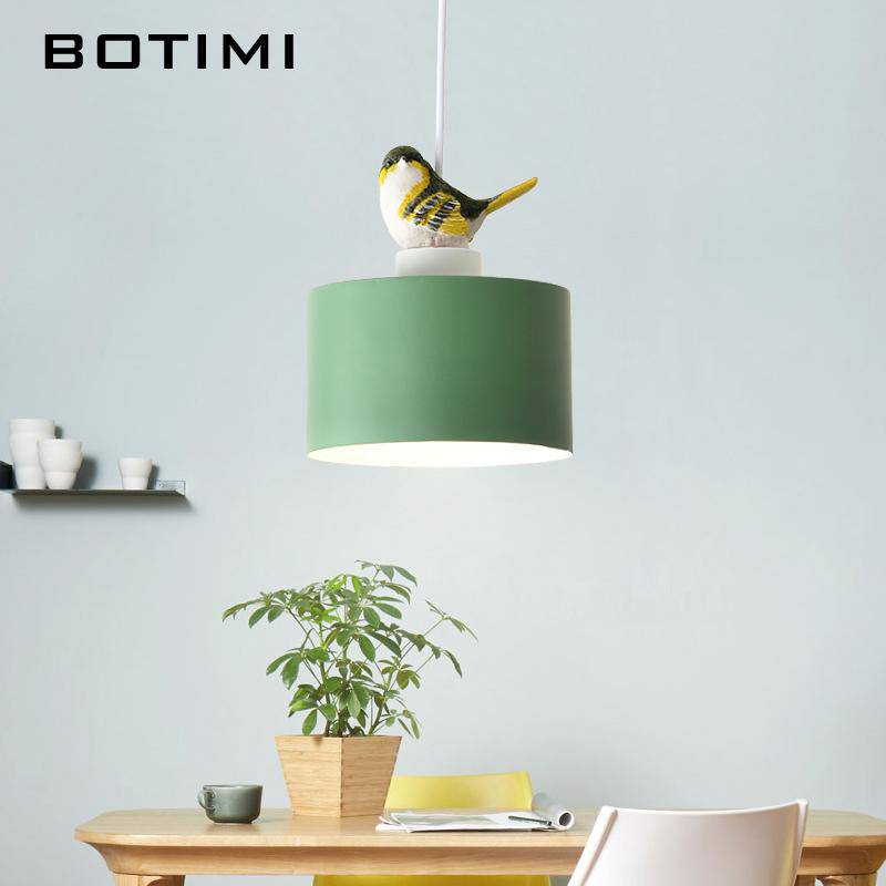 Suspension design LED de couleur avec oiseau Botimi
