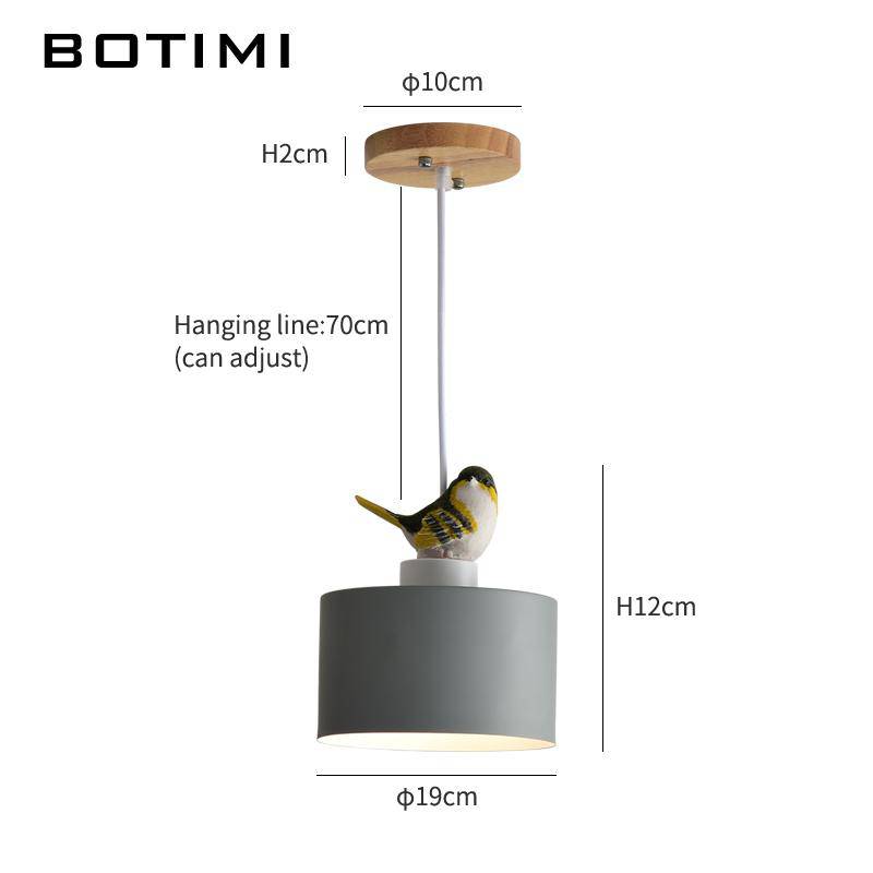 Suspension design LED de couleur avec oiseau Botimi