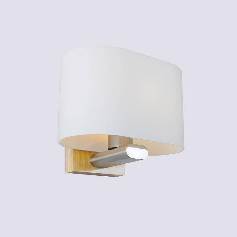 Applique murale LED en bois avec abat-jour arrondi