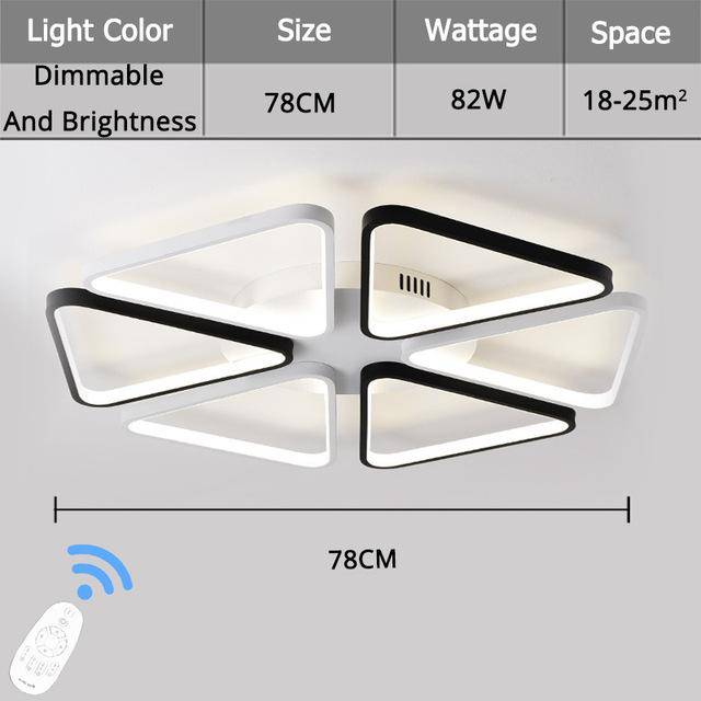 Plafonnier ou applique design LED à triangles noirs et blancs