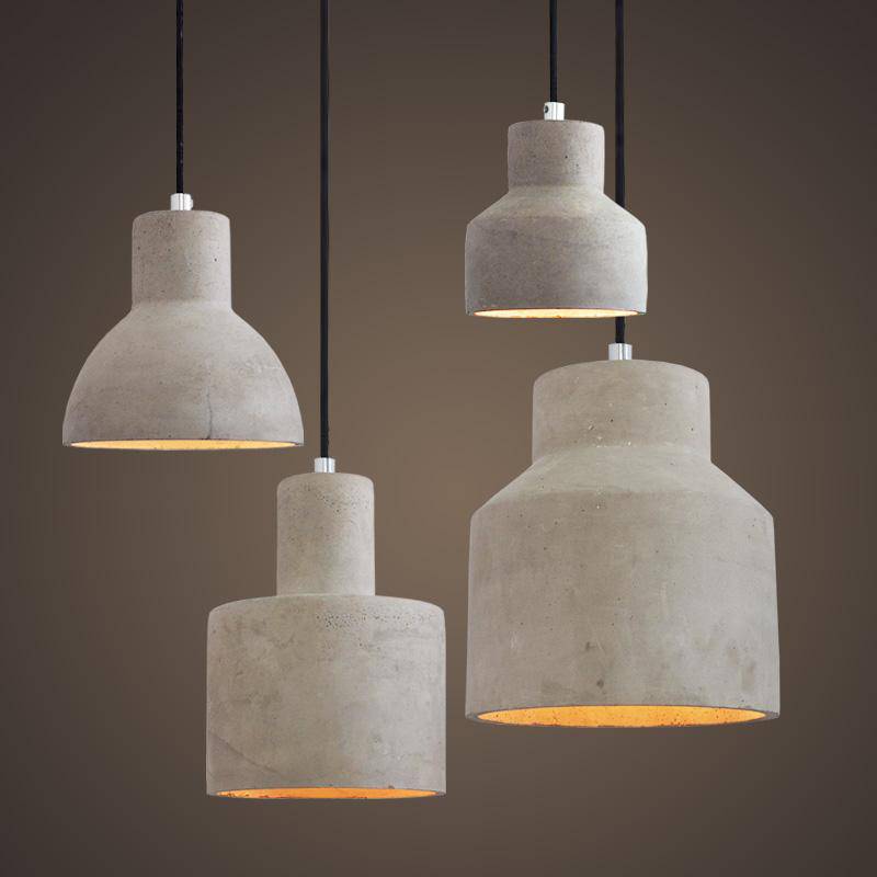 Suspension design LED en ciment (plusieurs formes)