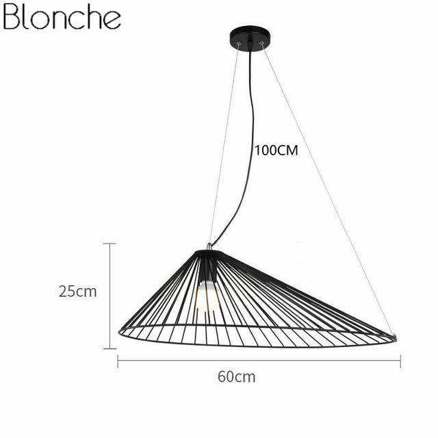 Suspension design à LED chapeau de paille noir