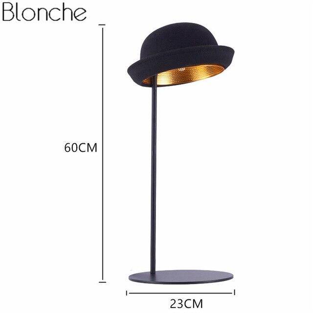 Lampe à poser design LED style chapeau melon noir