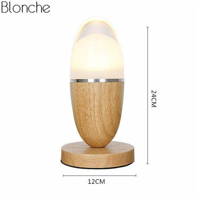 Lampe à poser moderne LED en bois style Egg