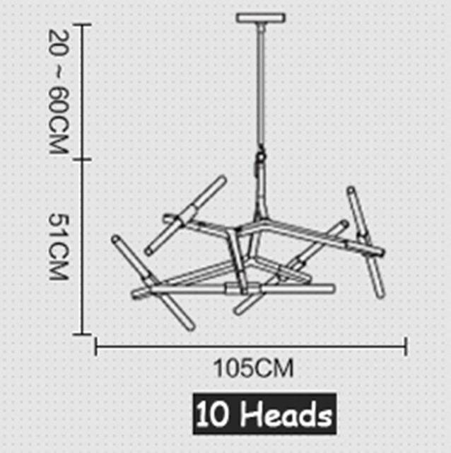 Lustre design avec branches en tube Arts