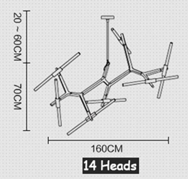 Lustre design avec branches en tube Arts