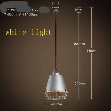 Suspension industrielle à LED avec abat-jour cage grise