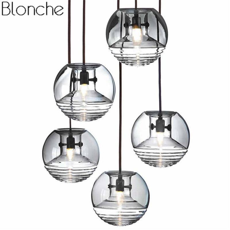 Suspension design boule en verre fumé Flask