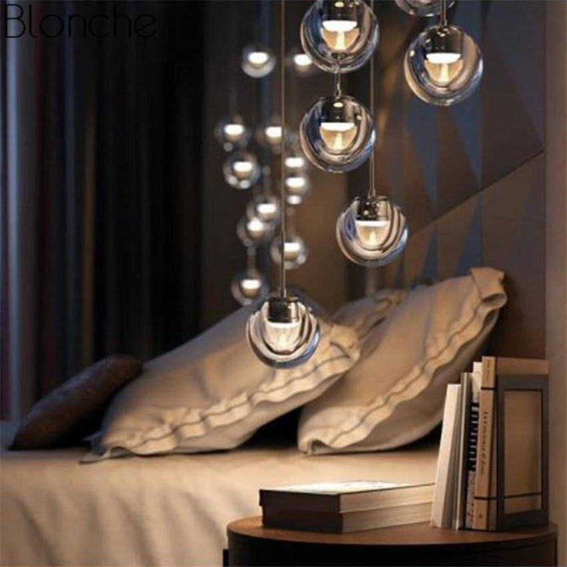 Suspension design boule en verre fumé Flask
