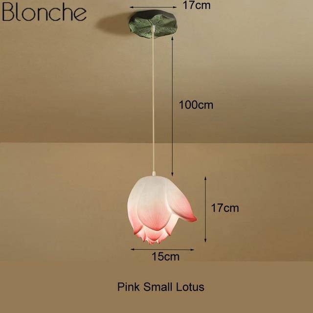Suspension LED style chinois avec fleurs Lotus
