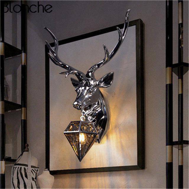 Applique murale LED design cerf (doré ou argenté)