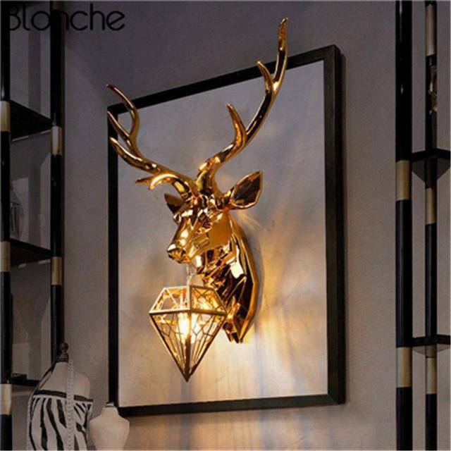Applique murale LED design cerf (doré ou argenté)