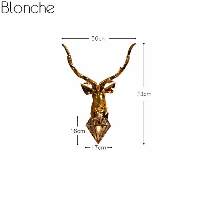 Applique murale LED design cerf (doré ou argenté)