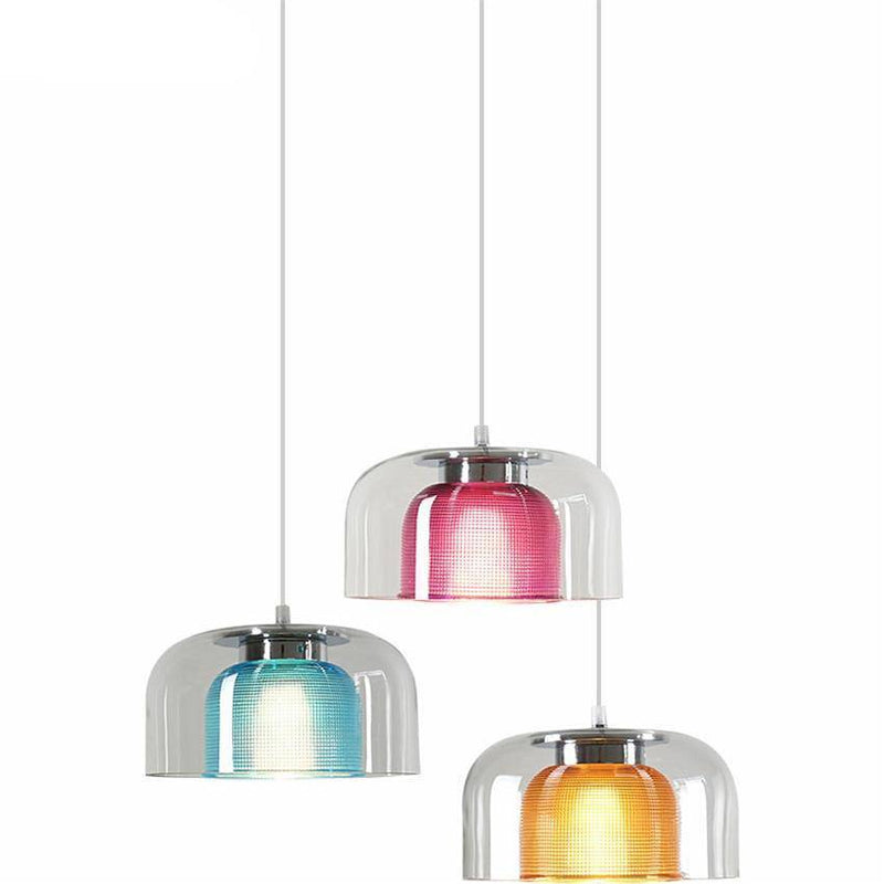 Suspension LED en verre design avec intérieur coloré