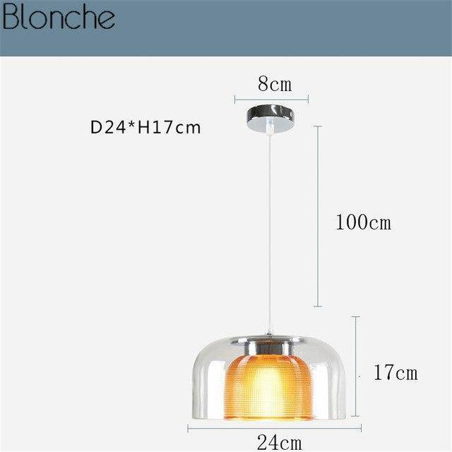 Suspension LED en verre design avec intérieur coloré