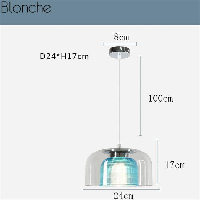 Suspension LED en verre design avec intérieur coloré