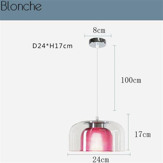 Suspension LED en verre design avec intérieur coloré