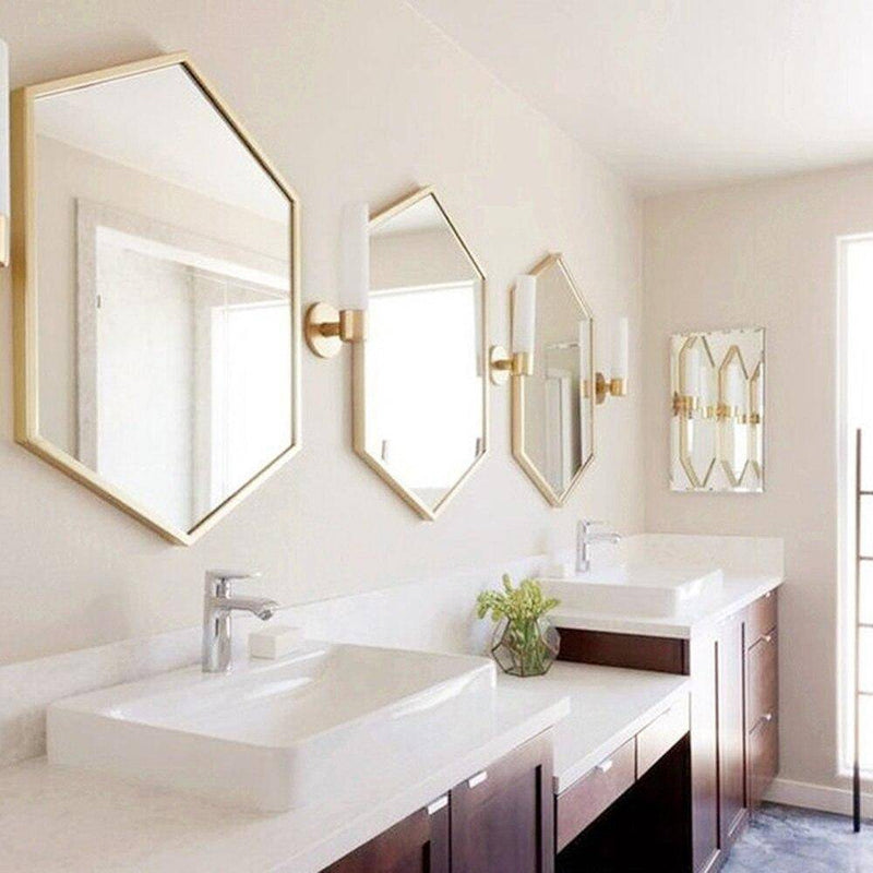 Miroir mural hexagonale en métal Nordic