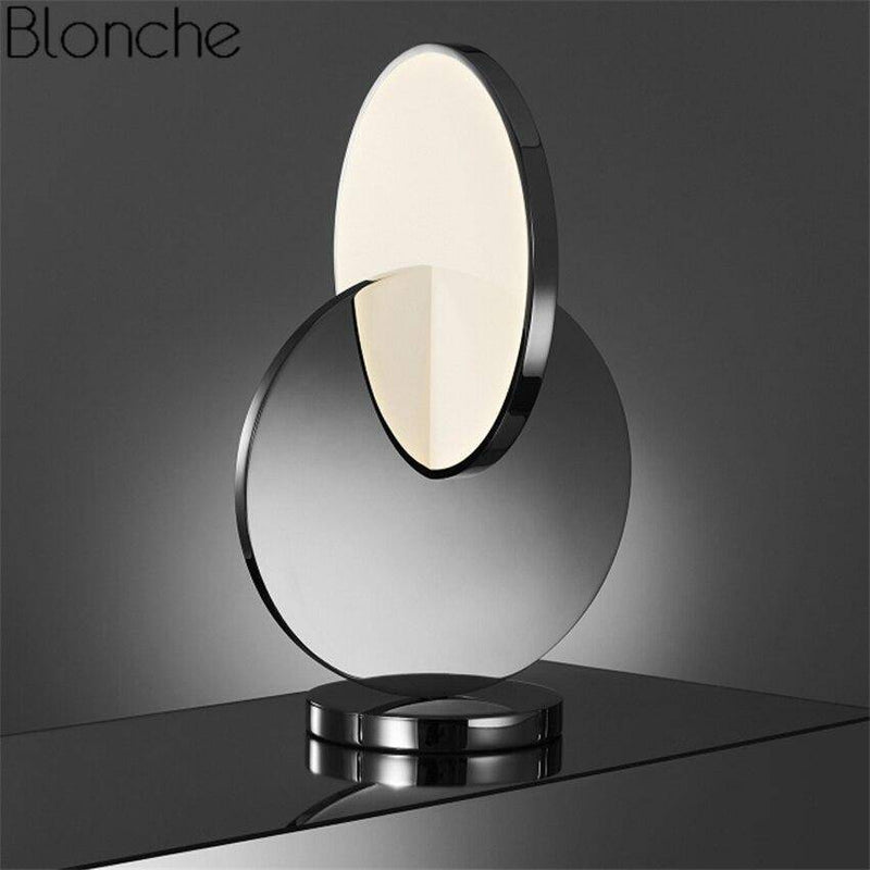 Lampe à poser design LED avec double disque argenté Lee