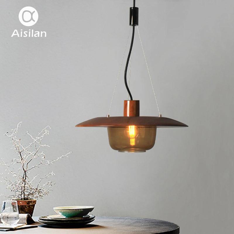 Suspension LED design en bois et verre Glass