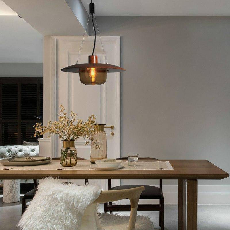 Suspension LED design en bois et verre Glass