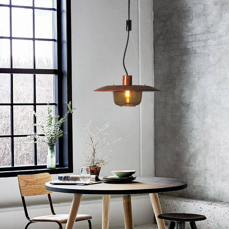 Suspension LED design en bois et verre Glass