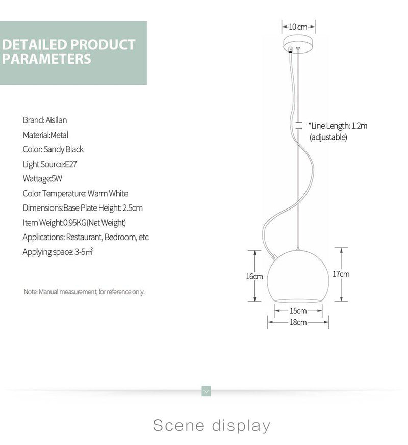 Suspension en boule design noire Solid