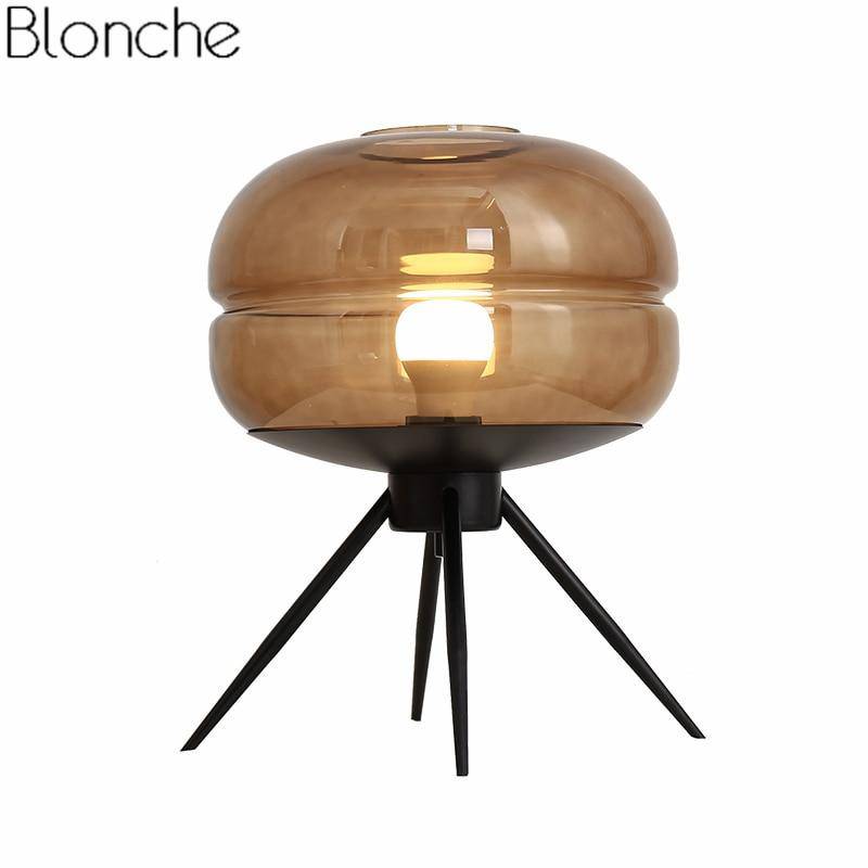 Lampe à poser design LED avec boule en verre Postmodern