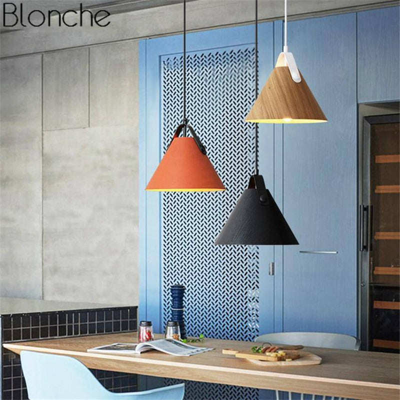 Suspension LED en bois et métal coloré Hanging