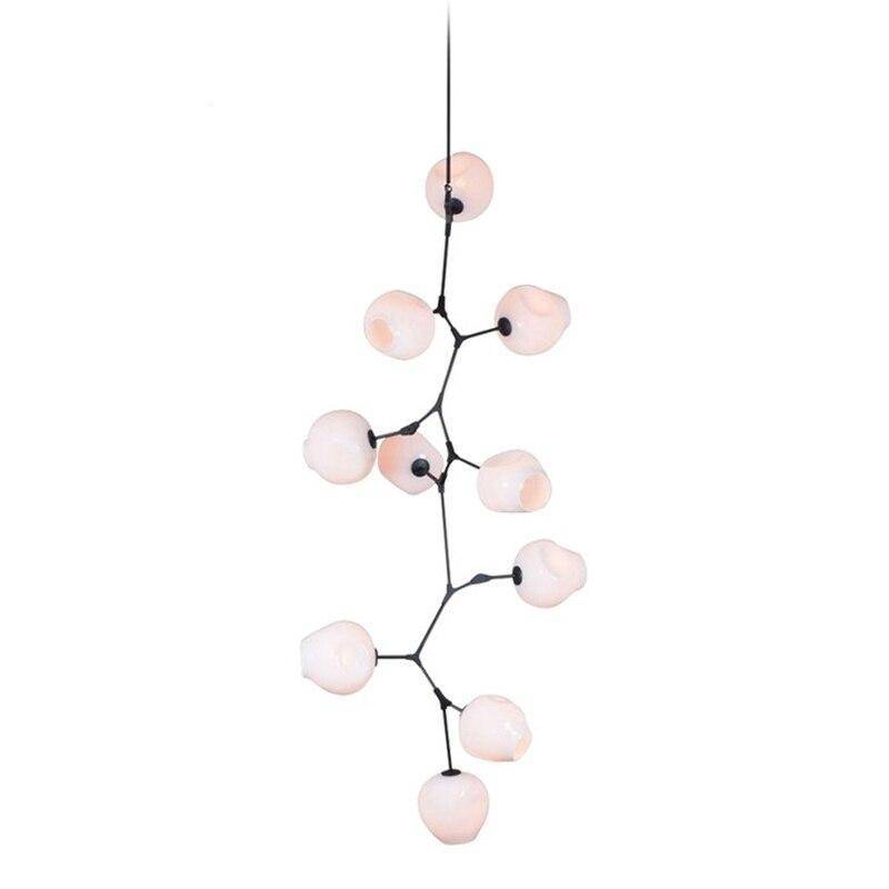 Suspension design LED avec abat-jour en verre style branche Creative