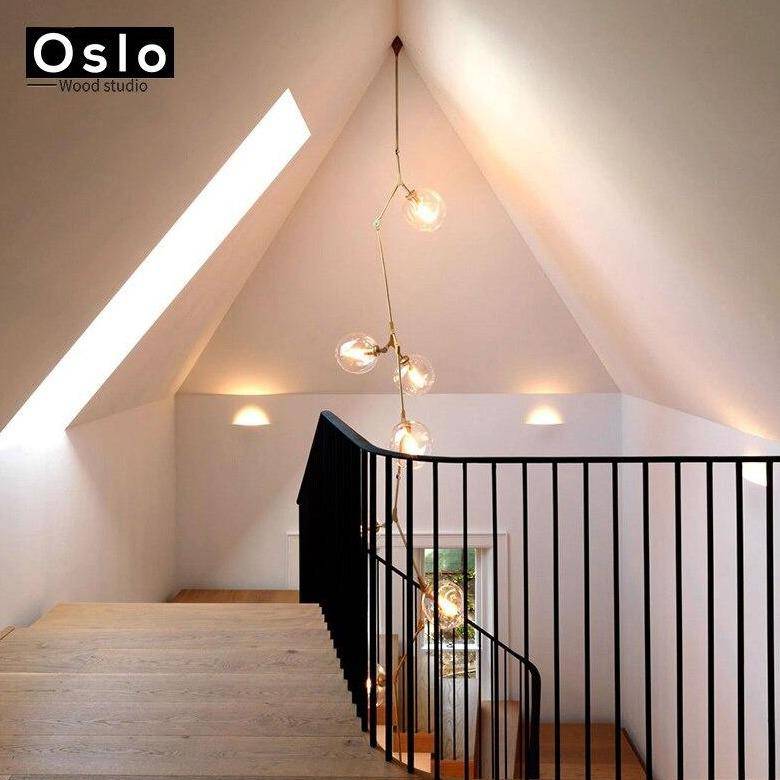 Suspension design LED avec abat-jour en verre style branche Creative