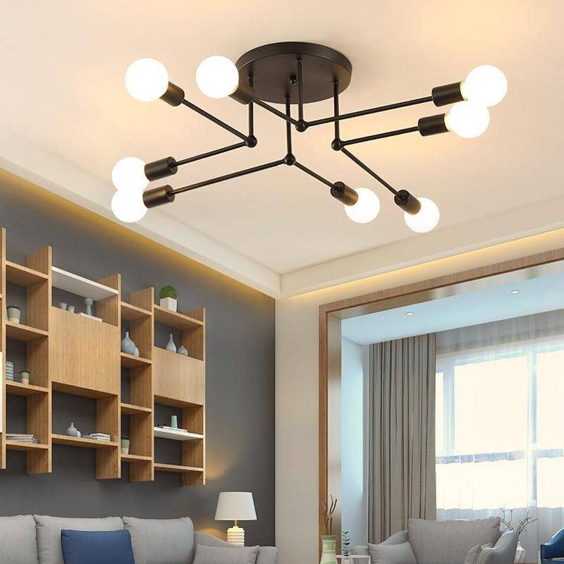 Plafonnier en métal rétro avec plusieurs lampes Personality