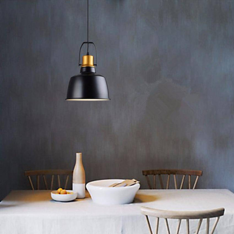 Suspension vintage en aluminium noir et doré