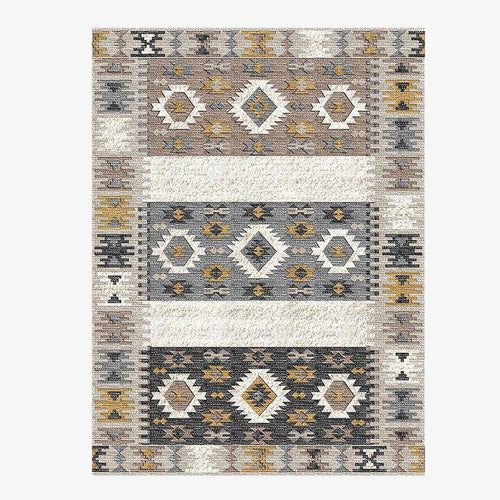 Tapis rectangle berbère marron et beige Shen