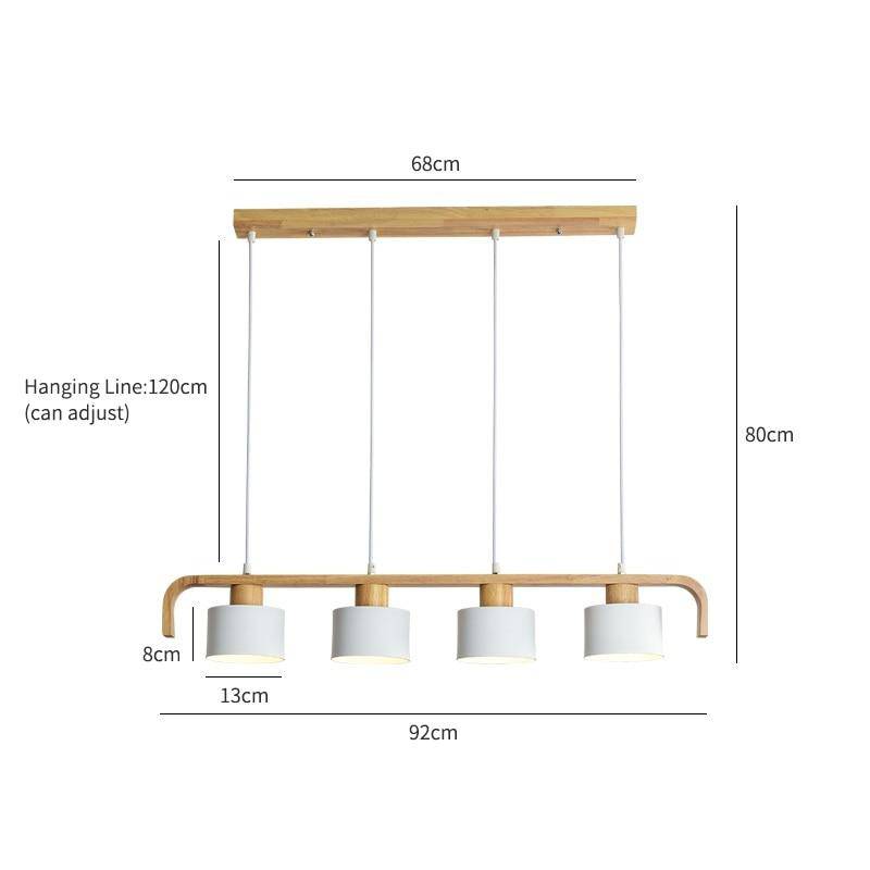 Suspension moderne à LED en bois et abat-jour (plusieurs couleurs)